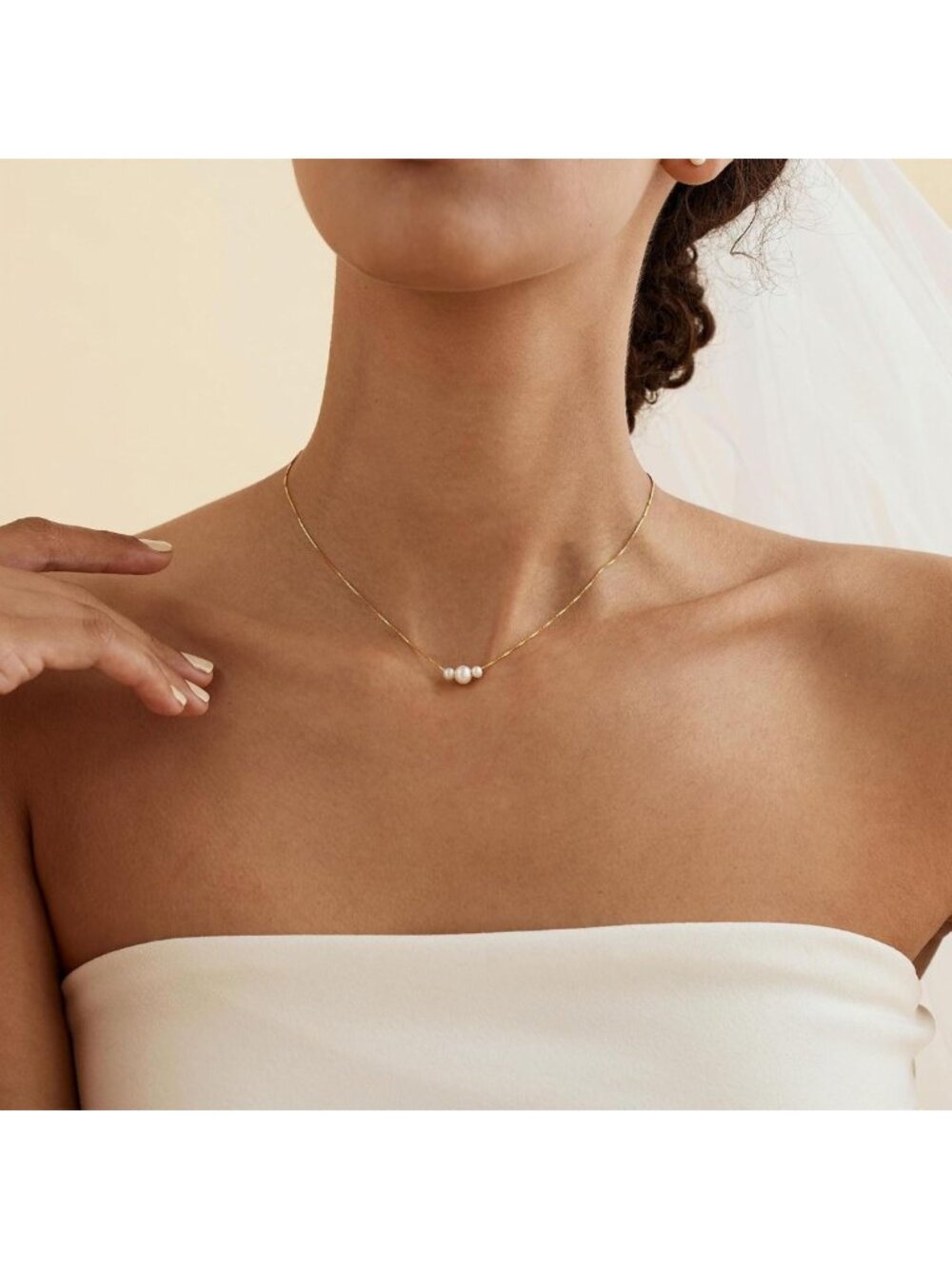 Trendy Gold Pearl Necklace for Women - Elegant Wedding & Bridesmaid Jewelry Gift - Picture 2 of 7